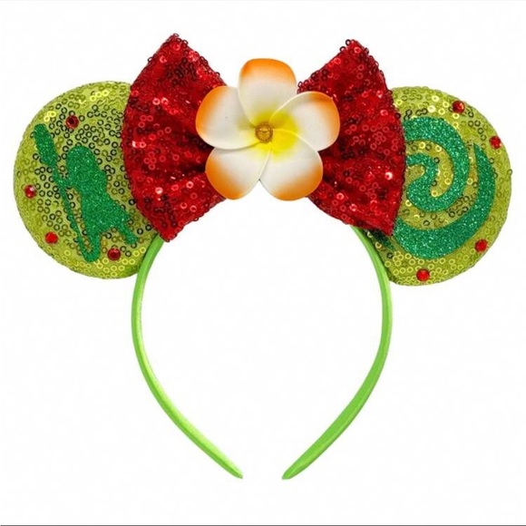Rebellious Rose Accessories - Princess Themed Hairband, Plumeria Glitter Bowknot Ear Hair Band